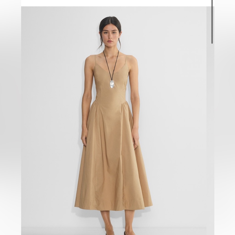 Aritzia tan technique poplin cotton dress